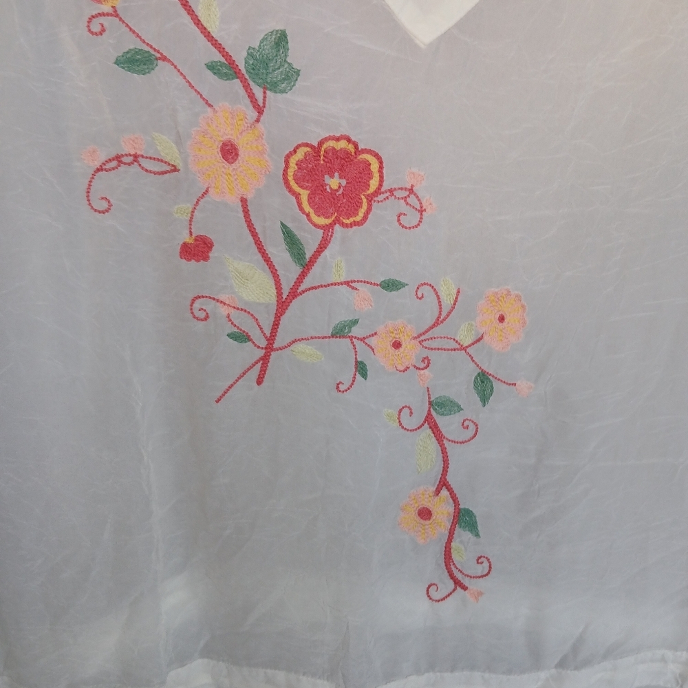 💎 J. Jill Women's Crinkle Embroidered Beaded Sequins Floral Tunic #0216 - Picture 12 of 15